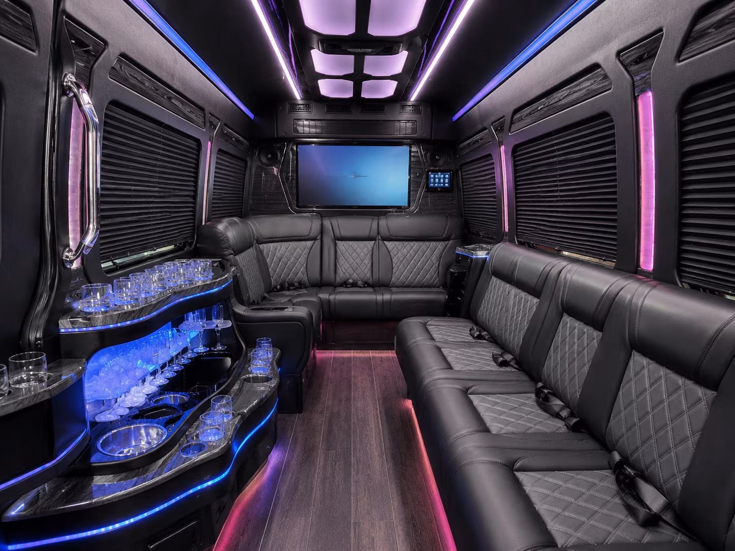 antioch 15 passenger party bus interior