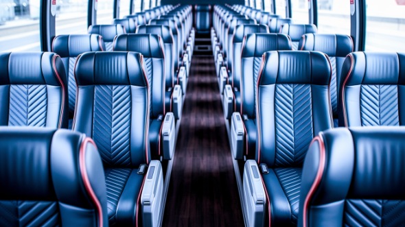 56 passenger charter bus inside antioch